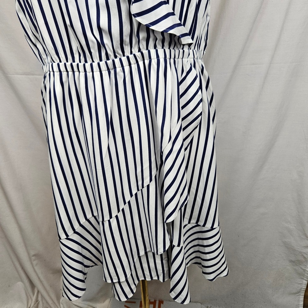 NWT Express Womens Faux Wrap Spag Strap Mini Dress XL Resortwear Nautical - Picture 4 of 8